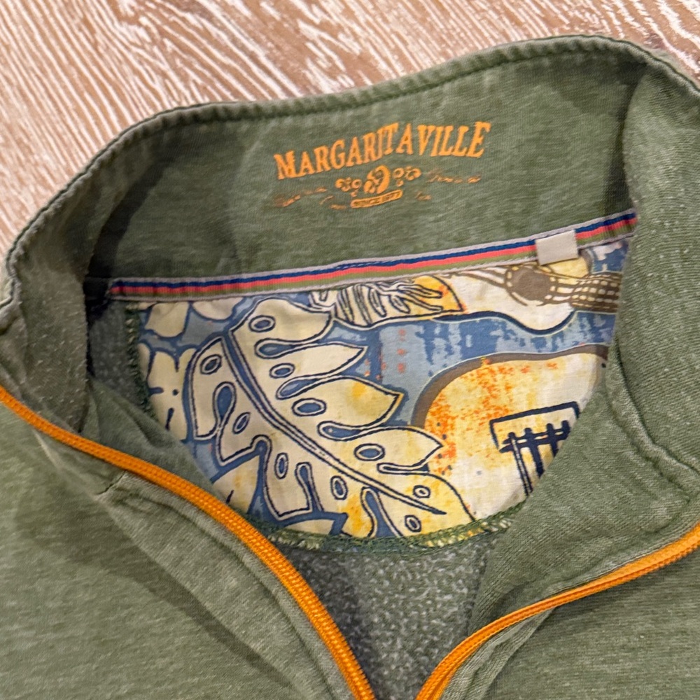 Margaritaville Olive Zip-Up Men's Sweater - Picture 3 of 5